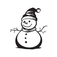 Cute vector illustration of a snowman, perfect for winter and holiday-themed designs  isolated on white background