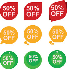 Editable Percent Off Discount Stickers – Multiple Sale Tag Designs in Vector Format for E-Commerce and Retail Promotions