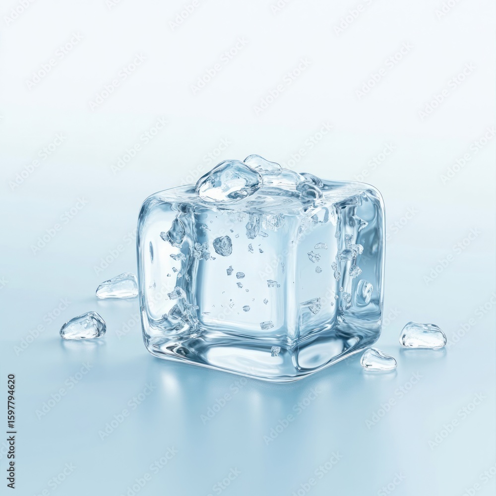 Poster ice cube transparent temperature refreshing.