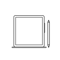 Tablet with stylus — digital education, e-learning, drawing icon outline