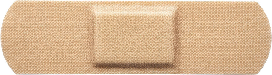 Fototapeta premium Close up view of a beige fabric bandage with a textured surface and rounded ends transparent background