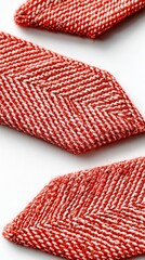 Close Up Red And White Chevron Fabric