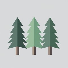 Obraz premium Three stylized trees against a light gray background