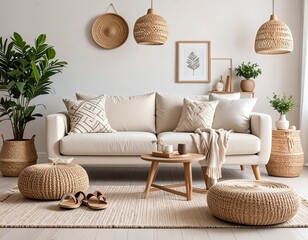 Minimalist Interior with Neutral Couch and Decor