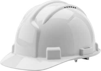 White Safety Hard Hat With Ventilation Slots And Brim Isolated Transparent Background Transparent Background