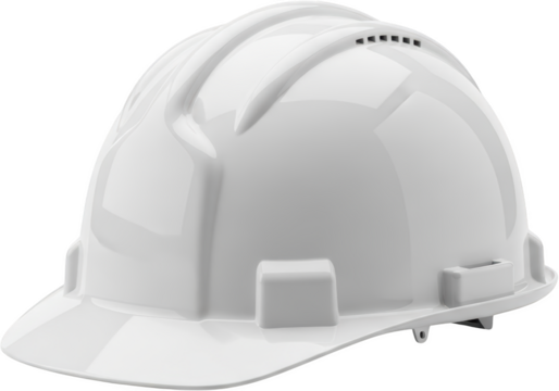 White Safety Hard Hat With Ventilation Slots And Brim Isolated Transparent Background Transparent Background