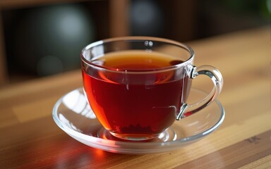 red tea on a wooden table. High quality