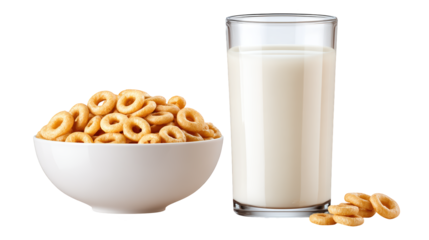 Glass of milk and bowl of cash, a visual representation of basic needs financial resources