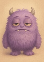 Obraz premium Cute purple monster illustration.