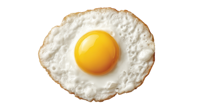 Closeup of a perfectly fried egg on black background, simple culinary masterpiece
