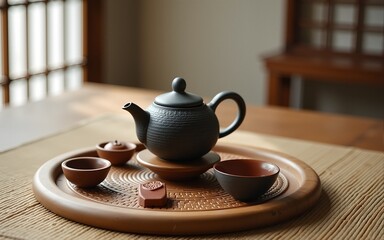 set of design elements on the east of the tea ceremony. High quality