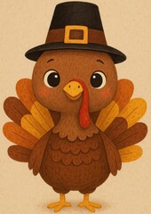Cute cartoon turkey illustration.