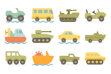 Transportation vehicles vector illustration: flat style design for posters and educational materials