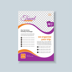 Holiday travel flyer template modern tour package brochure
