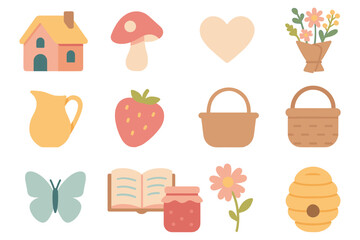 Cozy autumn elements vector illustration for seasonal design in flat style