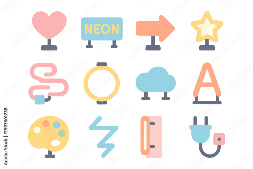 Poster pastel minimalist vector illustration set for ui design and icons