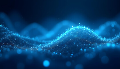 Glowing blue particles wave abstract background