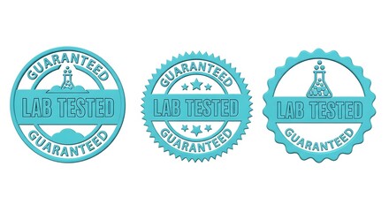 Obraz premium Lab tested guaranteed badges illustrating safety and quality assurances