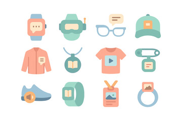 Wearable storytelling icons vector illustration for creative design projects in flat style