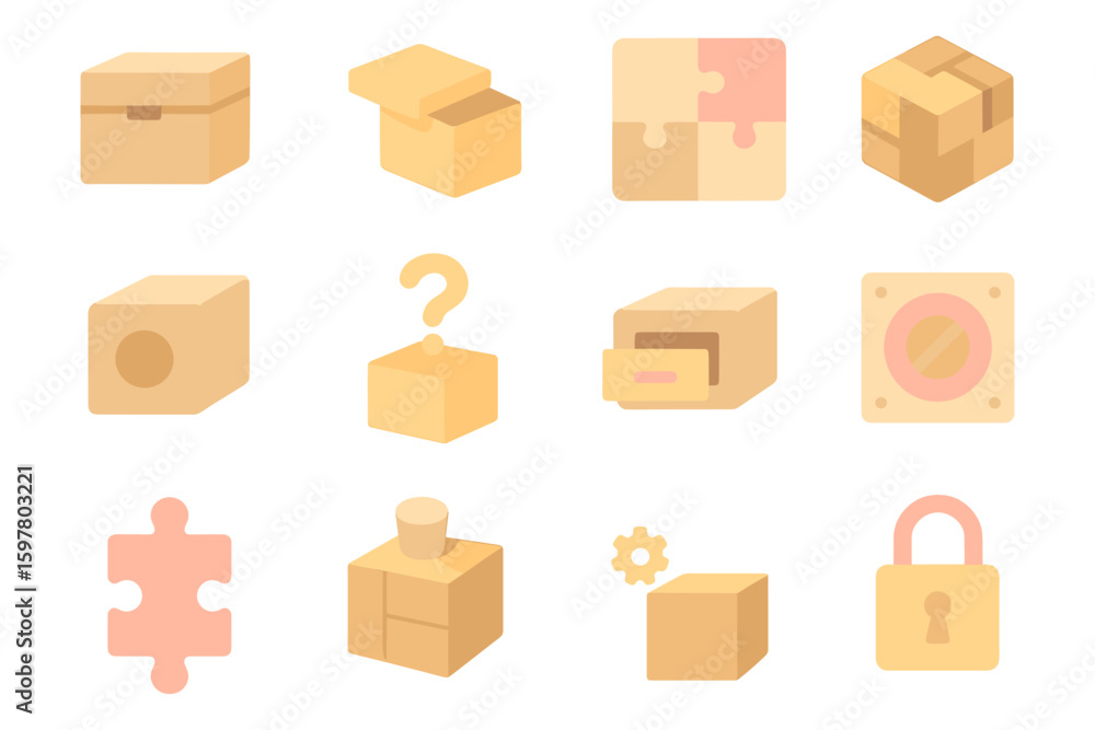 Poster minimalist puzzle icons vector illustration for game design and app development