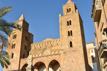 Cefalu Sicily, Italy - July, 2025: Cefalu Cathedral or Duomo di Cefalu, a Roman Catholic church....