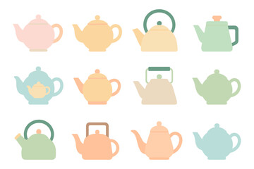 Minimalist teapots vector illustration for kitchen decor and print design