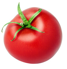 One fresh tomato isolated on white background