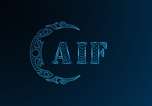 Low poly letter logo AIF design. AIF letter logo low poly vector design on blue color gradient background. AIF logo low poly design