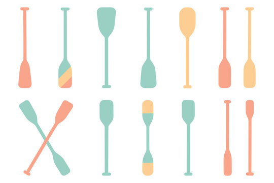 Pastel oars vector illustration for water sports design in flat style