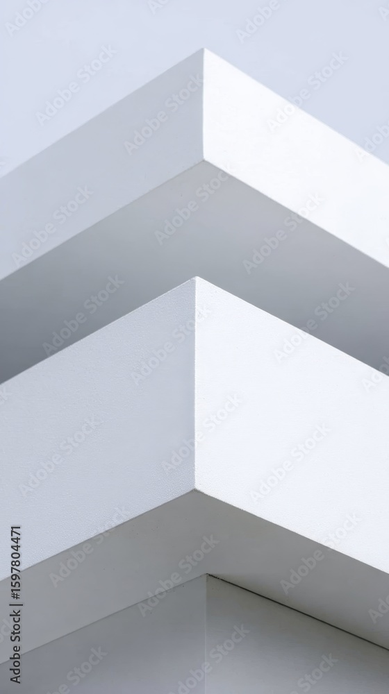 Poster architectural detail showing overlapping white rectangular shapes creating an abstract geometric des