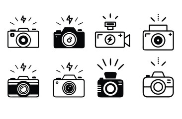 Camera icon set. Take photo and video camera icons collection.