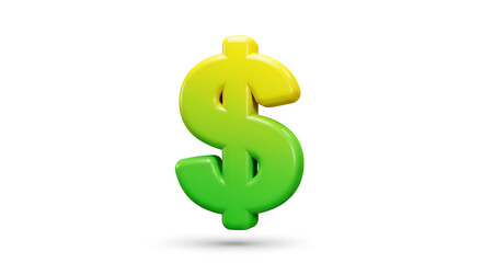 A vibrant, eye-catching 3D dollar sign against a pristine white backdrop, illustrating financial concepts