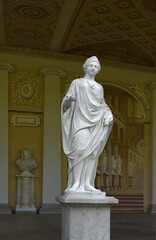 Gonzago Gallery, unique architectural and fresco ensemble in Pavlovsk Palace. Statue Flora. Pavlovsk, Saint Petersburg, Russia