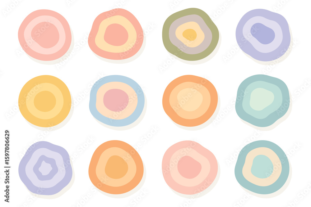 Poster abstract circle patterns: pastel color vector illustration for modern geometric design in flat style