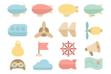 Air travel elements vector illustration: flat style design for print or poster
