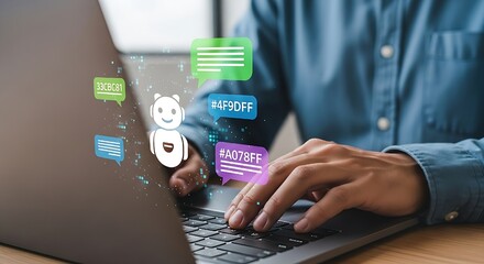AI agent chat service and customer support. Artificial intelligence helping and assisting customer,symbolic visual of modern communication.