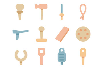 Pastel tool set vector illustration for design projects in flat style