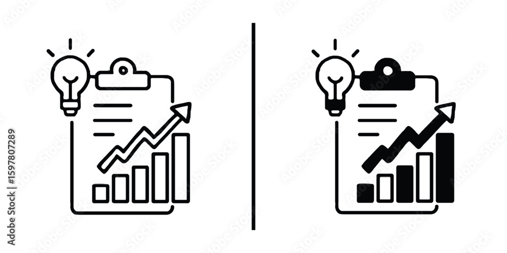 Aufkleber growth ideas: the synergy of business plans with illuminating innovative solutions. an iconic concep