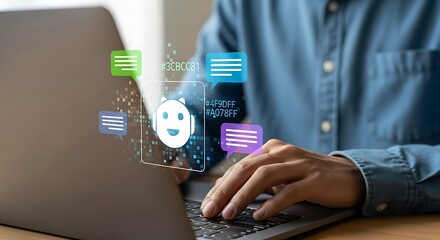 AI agent chat service and customer support. Artificial intelligence helping and assisting customer,symbolic visual of modern communication.