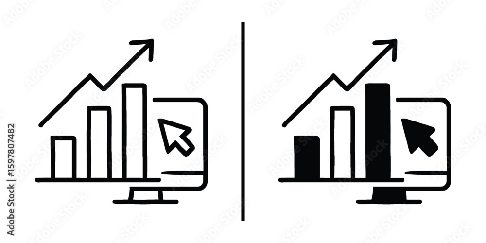 Poster financial analysis: two representations of financial data visualization, highlighting growth and pro
