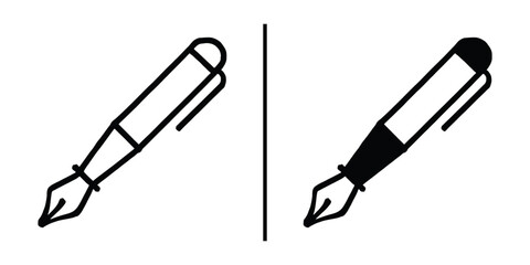 Pen Icons: A minimalist image of two contrasting fountain pen icons, showcasing different visual styles and the timeless allure of classic writing instruments.