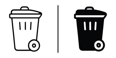 Bin Icon: A detailed image of two recycling bins, each rendered in distinctive line art and silhouette styles, symbolizes waste disposal and environmental responsibility.