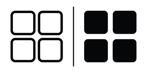 Black and White Square: A minimalist composition featuring four squares. Two are filled with bold, solid black.