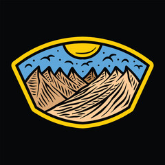Mountain Wildlife Vintage Emblem Sticker Vector Design Outdoor Vector