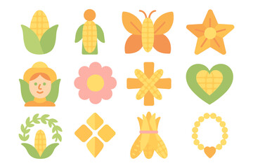 Harvest festival icons vector illustration: flat design for print, web, decor