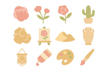 Pastel floral and art elements vector illustration for creative design projects