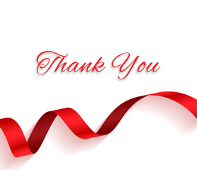 Thank you Classic Text with the ribbon. Used in greeting card, banner template, postcard.Vector illustration.