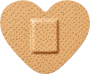 Heart shaped adhesive bandage with textured surface and central pad isolate