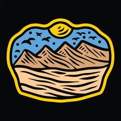 Mountain Wildlife Vintage Emblem Sticker Vector Design Outdoor Vector