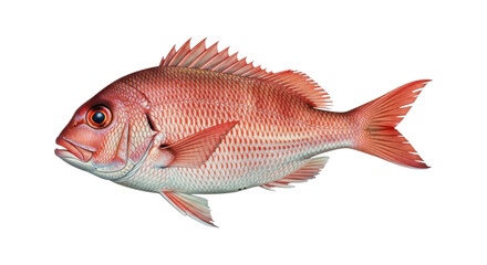 Obraz premium Striking red snapper shows vibrant scale patterns and detailed fins against a transparent background